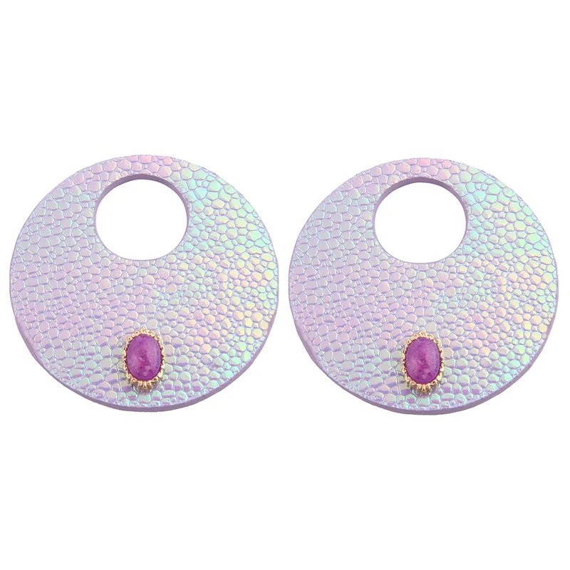 Женские серьги из кожи NeeFu WoFu большие с круглым камнем аксессуары для