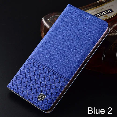 Чехол для Xiaomi Redmi Note 7 Pro, Клетчатый Стиль, Холщовый узор, кожаный флип-чехол для Redmi Note 5, 6 Pro, чехол s Coque - Цвет: blue 2