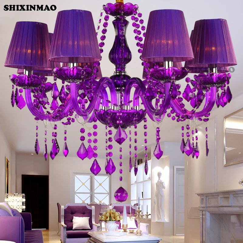 

Factory direct Luxury purple European style living room crystal chandeliers living room decoration diningroom/bedroom/livingroom