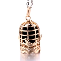 new aroma diffuser necklace gold vintage bird cage open cage pendant perfume essential oil aromatherapy locket pendant necklace