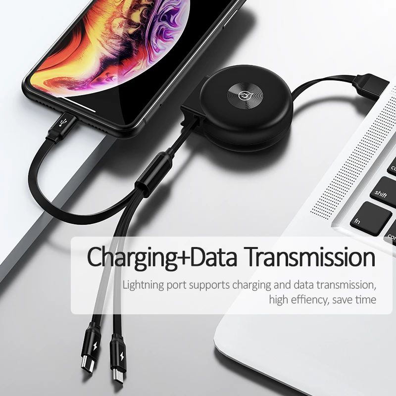 3 in 1 Cable for iPhone USAMS Mobile Phone Micro USB Type C Charger Samsung S8 Charging Cord | Мобильные телефоны и