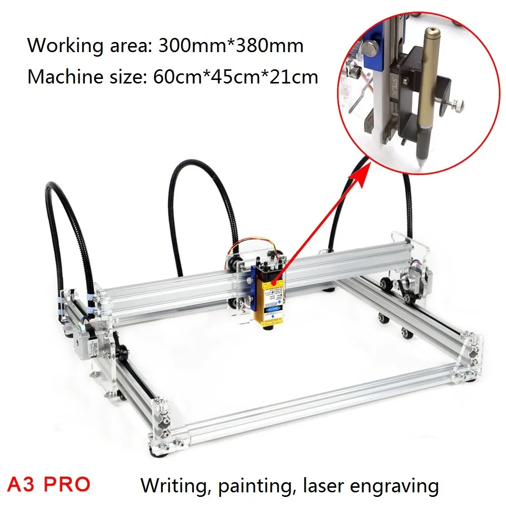 

A3 Pro Mini Laser Cutting Machine 5500wm/3500wm/5500mw/7w/15w Laser DIY Laser Head Machine Engraver Wood Cutting PWM US Plug