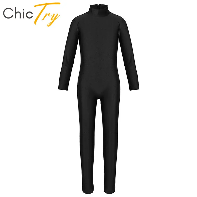 

ChicTry Kids Long Sleeve Zipper Ballet Leotard Girls Professional Gymnastics Leotard Sports Bodysuit Unitard Children Dance Wear