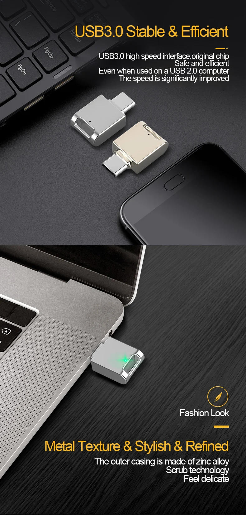 UTHAI C12 Type-C OTG USB3.0 Flash Drive USB-C Pen Drive Smart Phone Memory MINI Usb Stick 32GB 64G