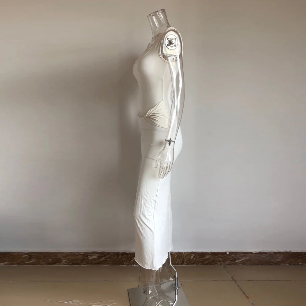 KGFIGU платье Ким Кардашьян модная модель одежда макси длинный хлопковый Халат сексуальная без рукавов белая vestidos Женская одежда
