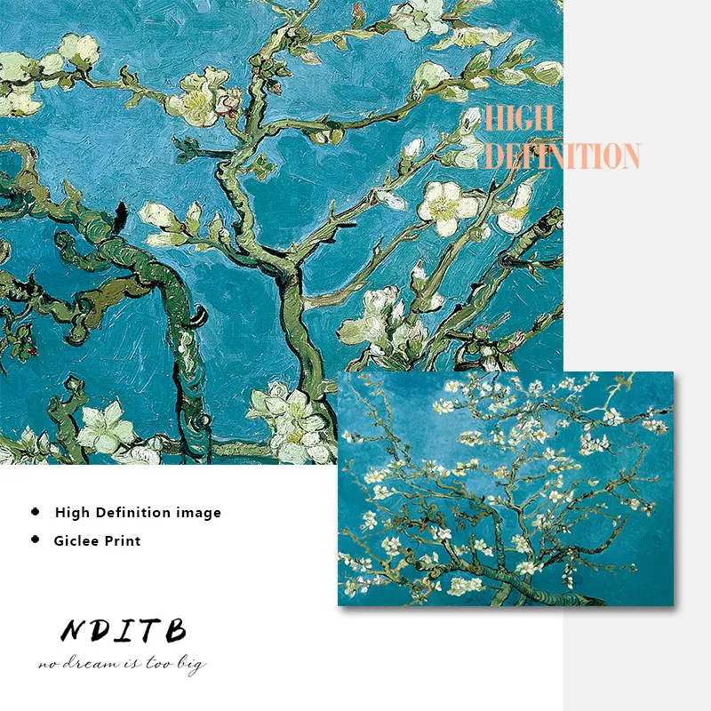 Ван Гог Звездная ночь над Роном абстрактный холст постер абрикосовый цветок