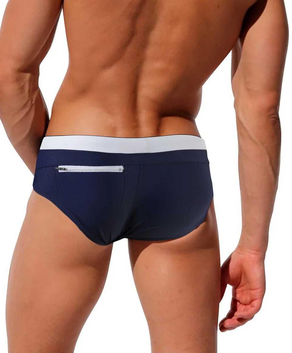 Мужские Пляжные боксеры на молнии темно синие быстросохнущие шорты с карманами