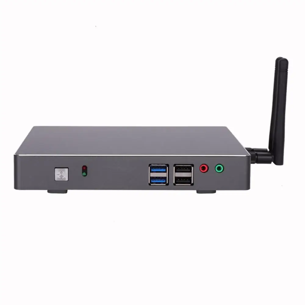 Безвентиляторный мини ПК настольный компьютер Intel Celeron J1800 Windows 10/Ubuntu черный/серый