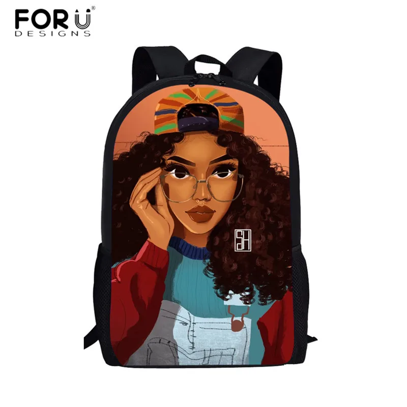 FORUDESIGNS/Модные женские школьные сумки афро Леди Девушка Африка Красота принцесса печать 3 шт. Школьный Рюкзак Прочный Школьный Рюкзак - Цвет: HMG1027C