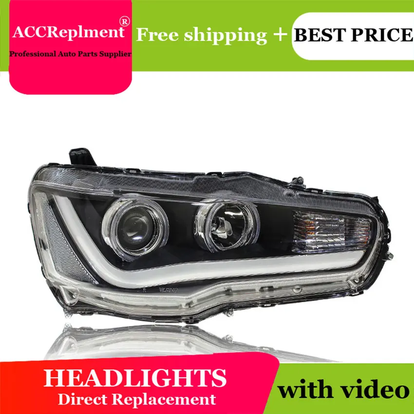 Car Styling for Mitsubishi Lancer EX Headlights 2009-2016 LED Headlight DRL Lens Double Beam H7 HID Xenon bi xenon lens | Автомобили и