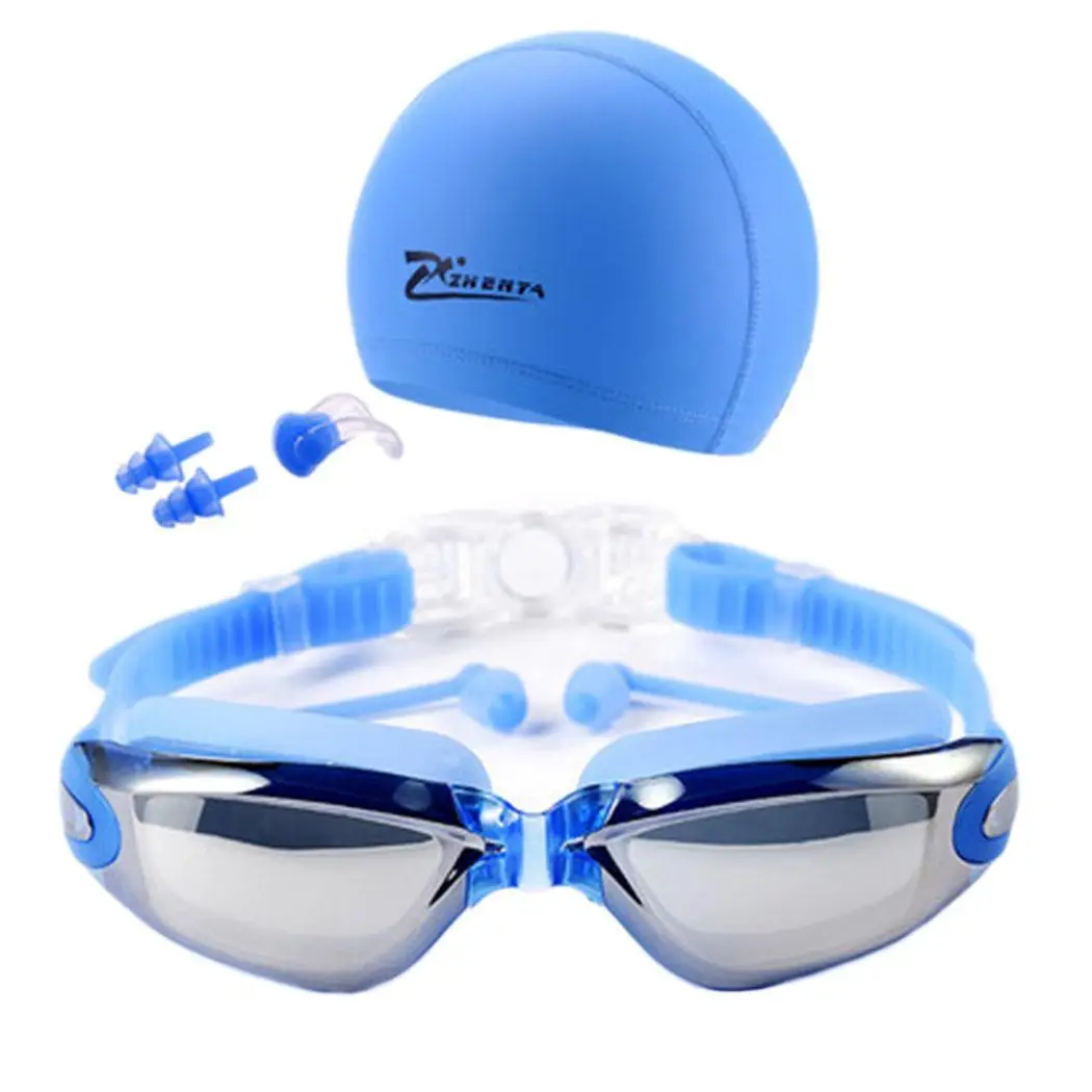 Waterproof With Hat Ear Plug Nose 48mm Multi Clip 59mm Suit Black Blue Pink Silver Swimming Goggles | Спорт и развлечения