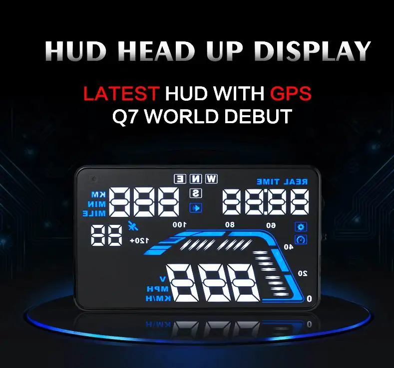 Автомобильный проектор скорости Q7 GPS HUD прибор для измерения на лобовом стекле