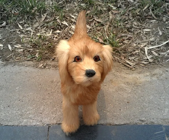 Золотистый ретривер для собак модель с мехом домашнего украшения 27x6x17 см h1416 |