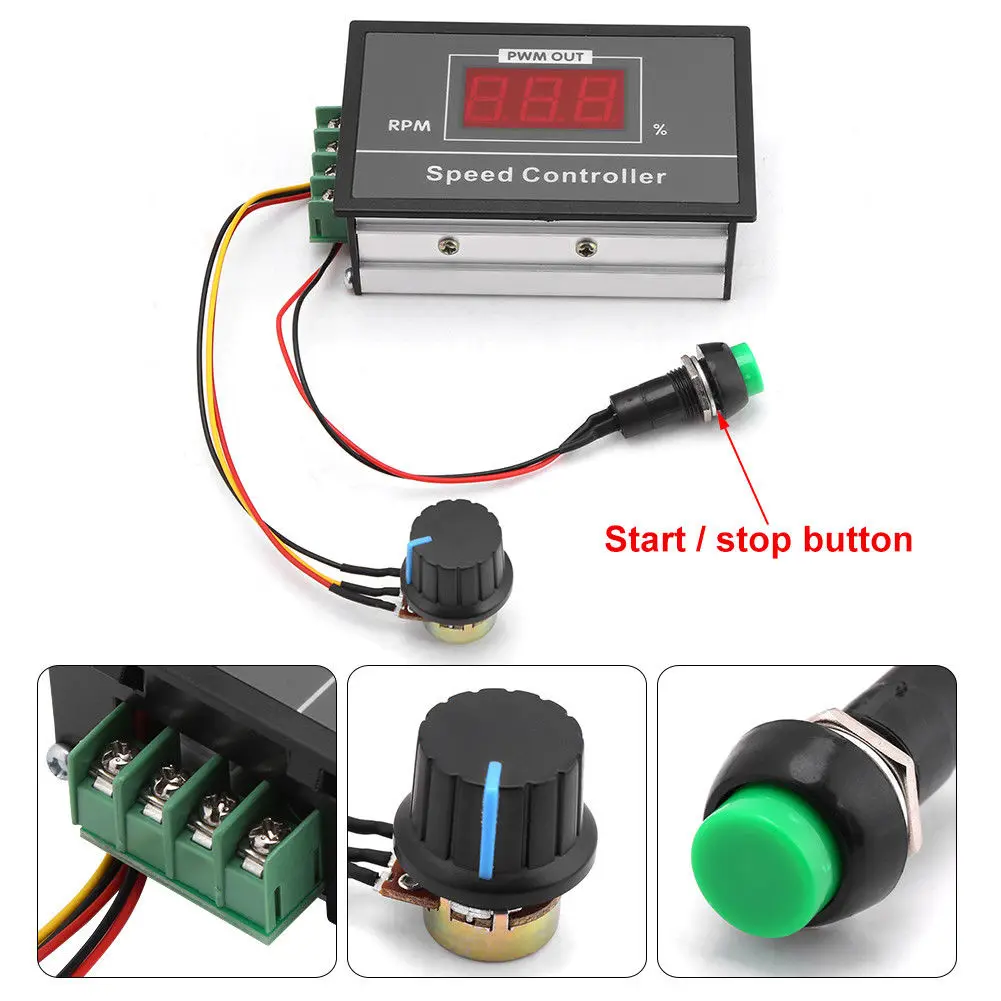 new arrival DC Speed Controller 6-60V 12V 24V 36V 48V 30A PWM Adjustable Motor Controller Start Stop Switch