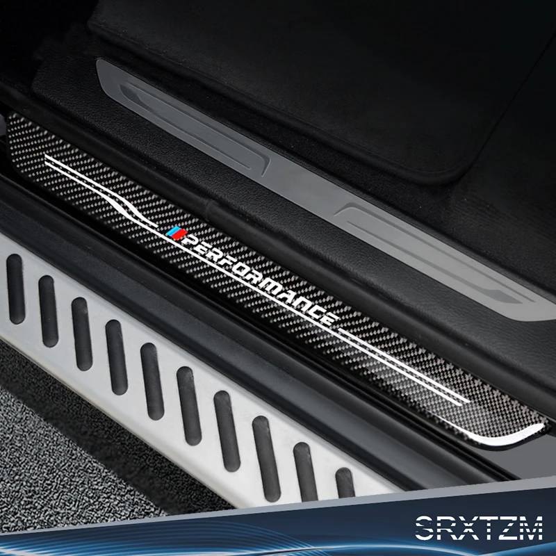 SRXTZM Накладка на порог автомобиля защитная для BMW F10 F30 F34 E70 X1 X5 X6 углеродное волокно