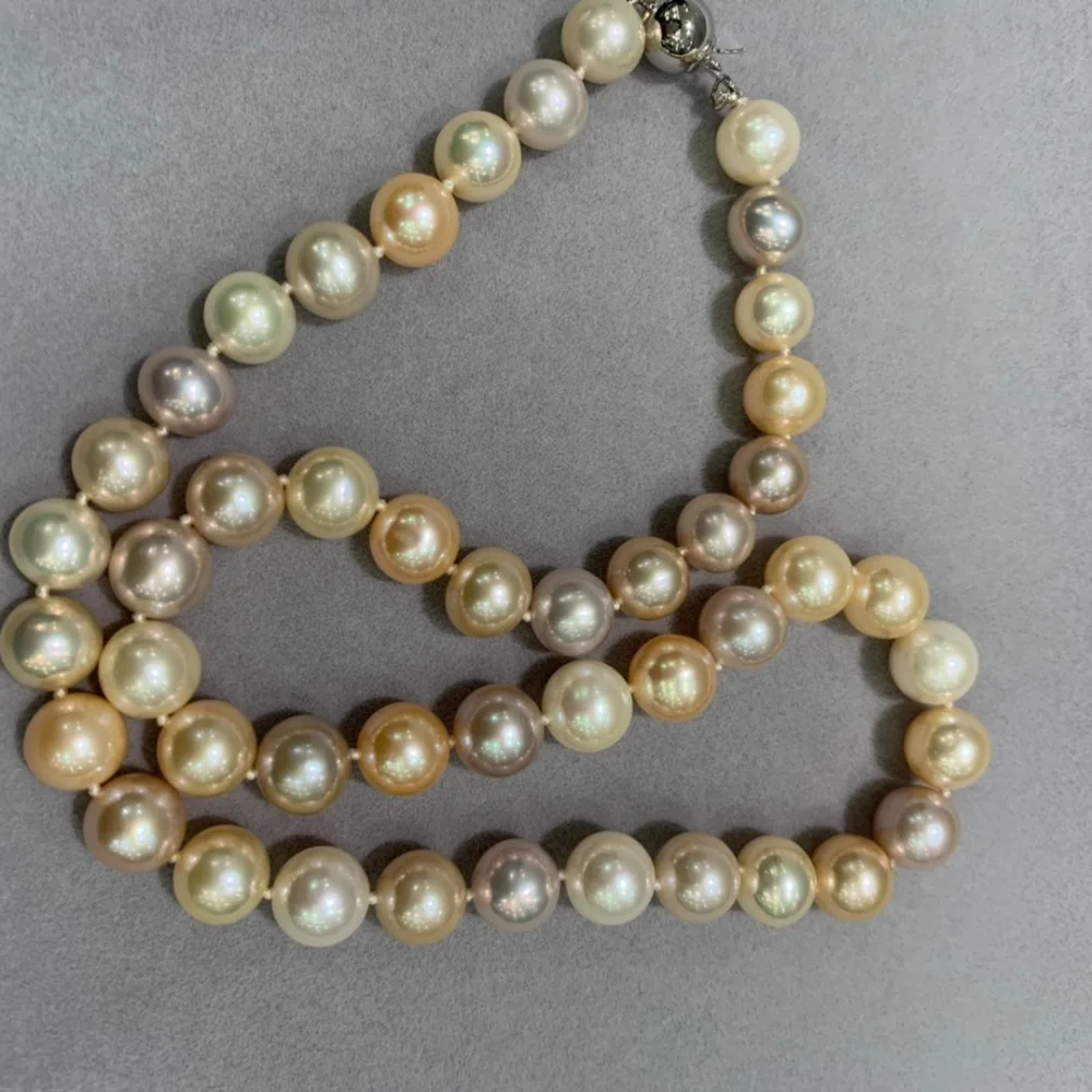 ?? クラシック 100% リアルナチュラル淡水パールチョーカーネックレス 45 センチ多色完璧なラウンドいくつかの欠陥 9-10 ミリメートルファッション女性ジュエリー