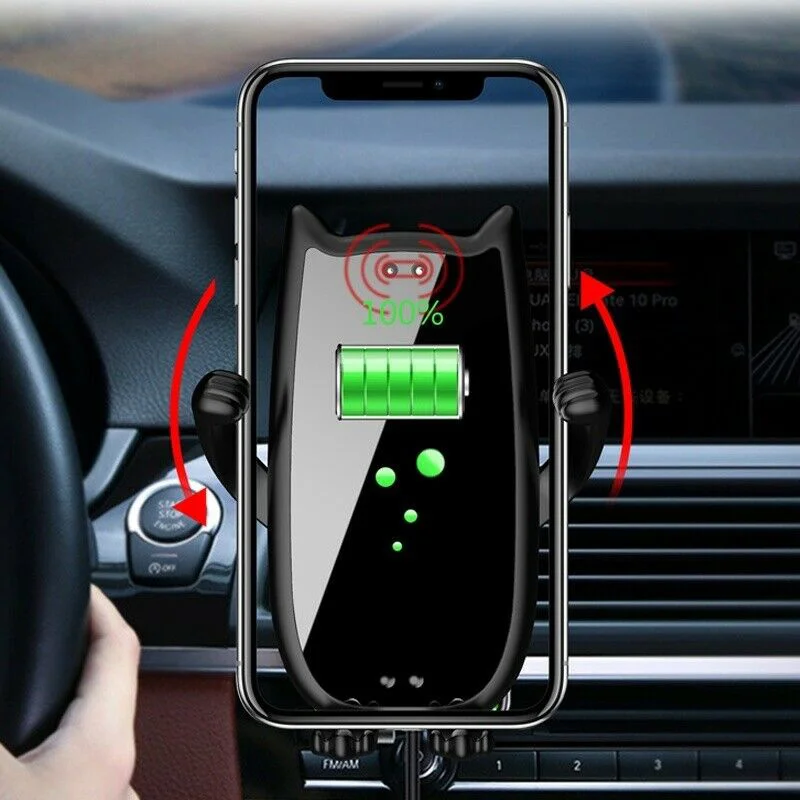 Автоматическое зажимное беспроводное автомобильное зарядное устройство Qi с