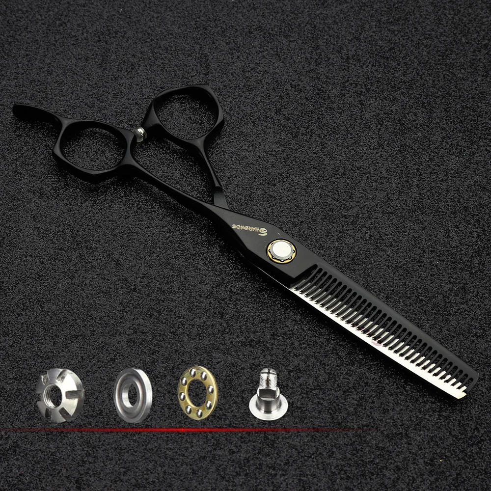 Черный 6 дюймов Японии 440C стали Ножницы профессионального парикмахера ножницы