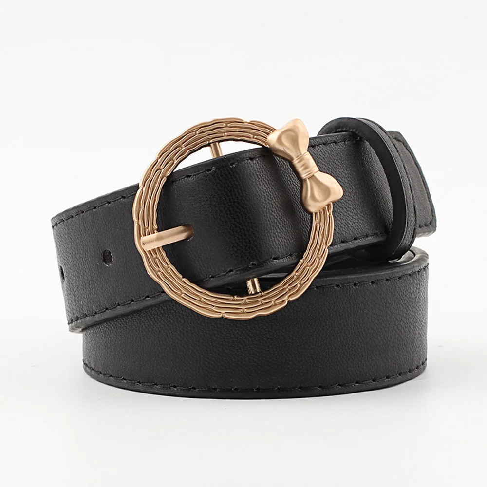 

Women Cute Bowknot Round Buckle Belt Casual Jeans Dress Decoration Waist Belts BLTYN0349