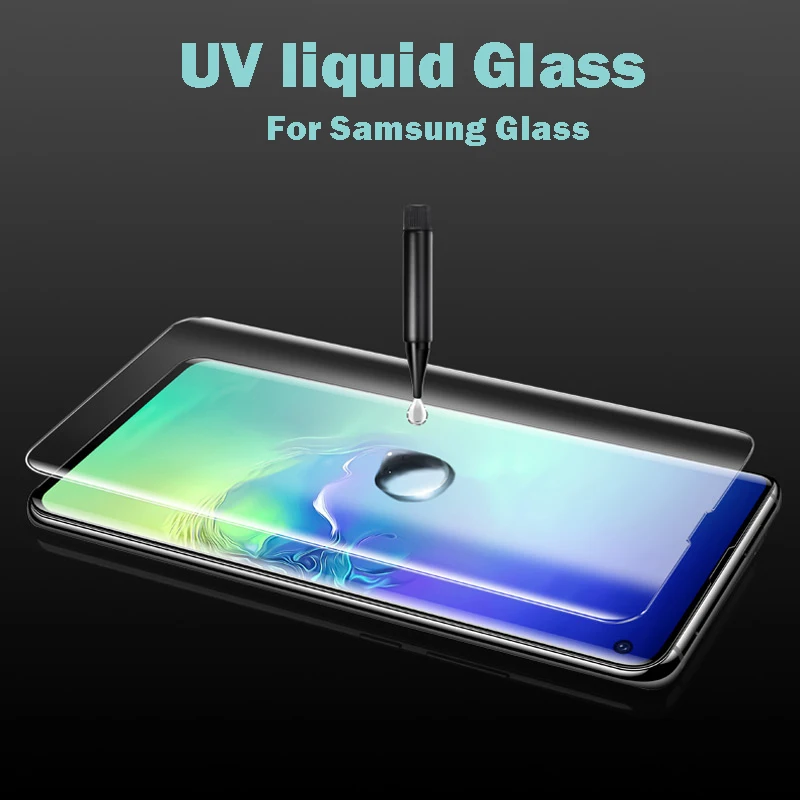 УФ gluetreed стекло для samsung S8 S9 S10 S7 Edge полный жидкий клей экран протектор Galaxy Note 8 9