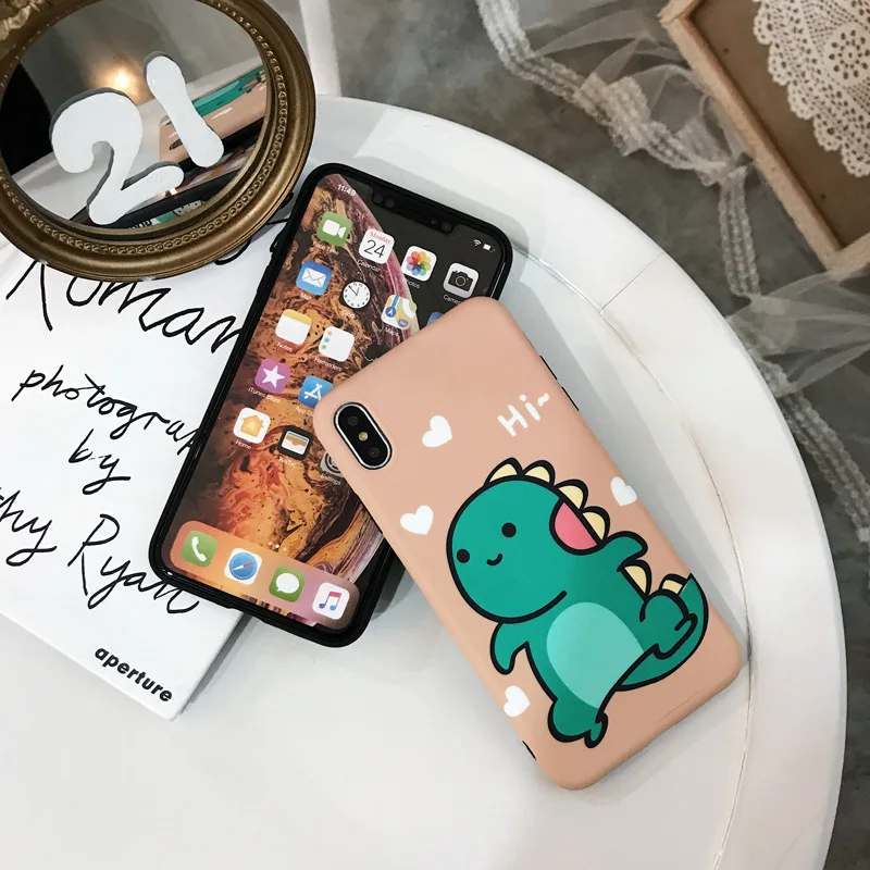 Корейский мультфильм милый динозавр детский чехол для телефона iPhone XR X XS MAX