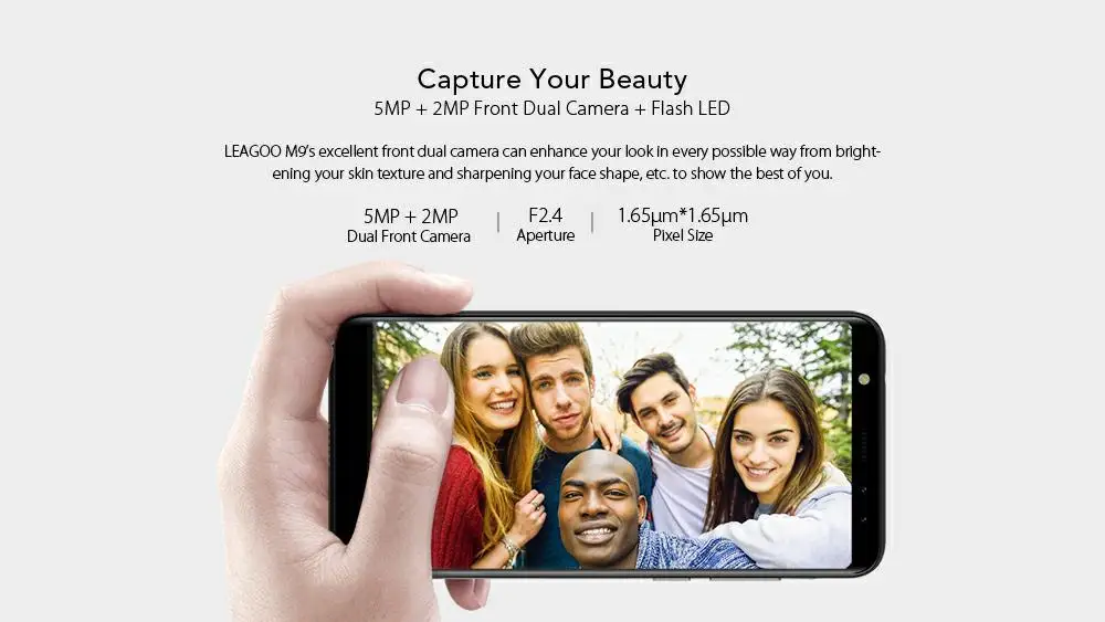 Leagoo M9 3 г смартфон 5." 18:9 полный Экран четыре-камеры Android 7.0 mt6580a 4 ядра 2 ГБ+ 16 ГБ 2850 мАч отпечатков пальцев мобильный телефон