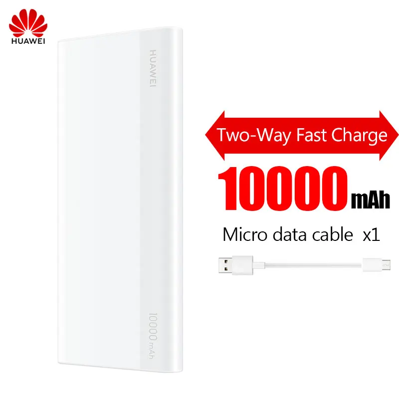Micro USB White Huawei QuickCharge 10000 мАч Внешний аккумулятор Макс 18 Вт двухстороннее быстрое 9 В/2 а портативное быстрое зарядное устройство для iPhone samsung huawei - Цвет: Micro USB White