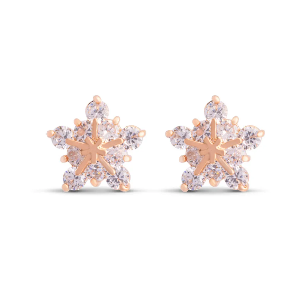 AAA Zirconia Ear Studs Rose Gold Plated Star 12mm | Украшения и аксессуары