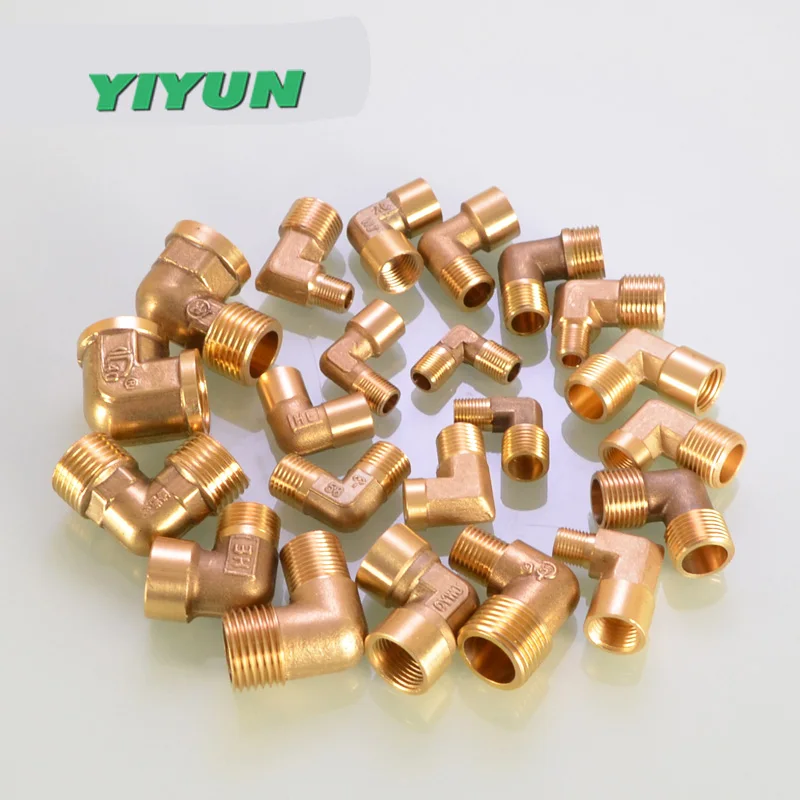 YIYUN 1/8 &quot1/4&quot 3/8 &quot1/2&quot внутренний и внешний шуруп латунь 90 градусов колено трубы