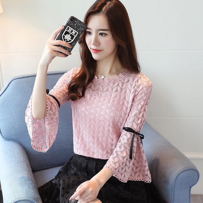 2020 Весенняя кружевная рубашка шифоновая блузка Женский минималистичный Топ