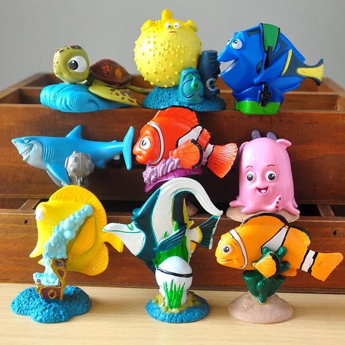 9 шт./лот 5 см Фигурки героев Nemo игрушки рыба-клоун Марлин кукла ПВХ гаражный набор
