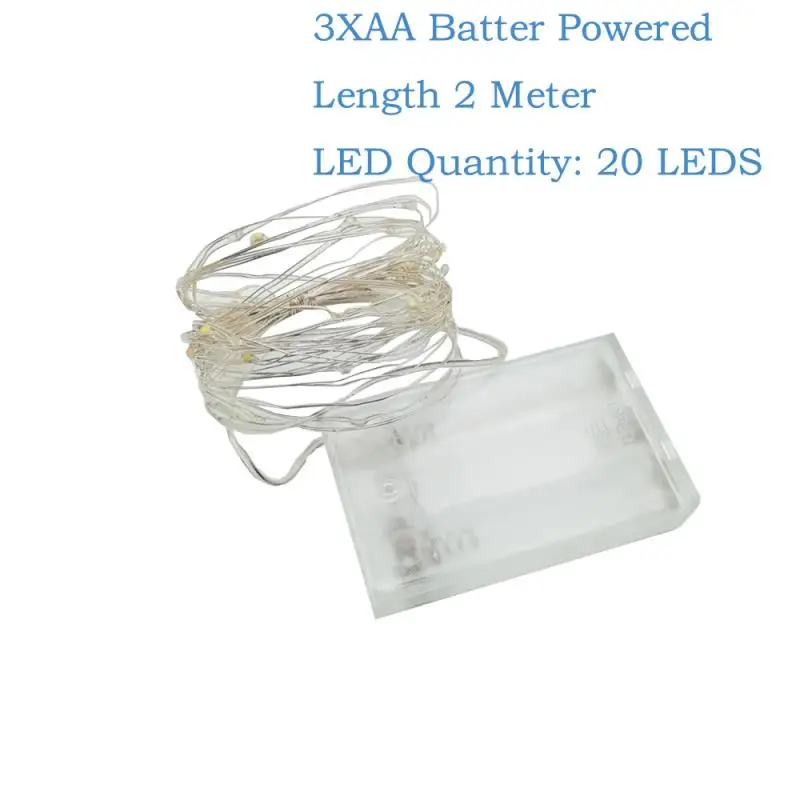 AA Battery 2M 2 м 5 м 10 м медная проволочная лампа для шкафа украшение для книжного шкафа светодиодный гибкий фонарь струнная Лампа Рождественская Свадебная вечеринка освещение в помещении - Цвет: AA Battery 2M