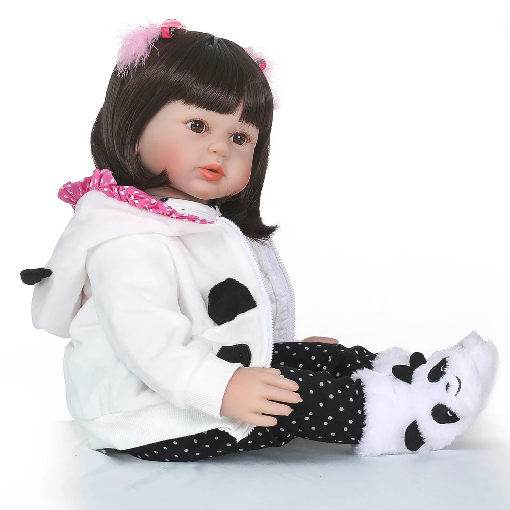 23 &quot58 см мягкие силиконовые куклы Reborn babies Реалистичная панда костюм коричневые