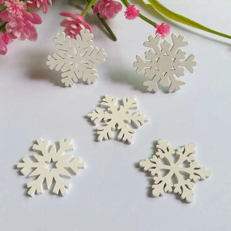 

100pcs/lot mixed 35mm bulk mix Christmas snowflake Romance Pattern wooden beads clothing necklace accessory crafts scrapbooking