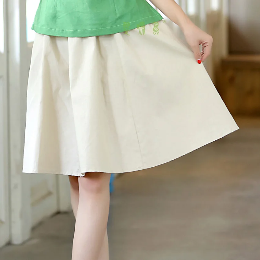 Новая льняная юбка для отдыха эластичная талия серая в обтяжку 55 см 9 цветов|swing