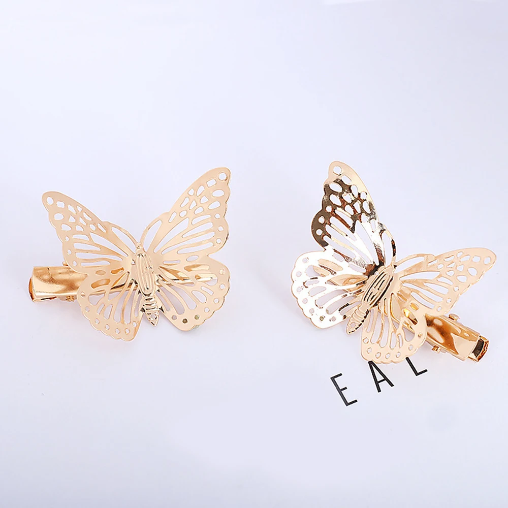 6 Pcs Hollow Golden Butterfly Barrettes Alloy DIY Hair Clips Metal Accessories Elegance Ladis Hairgrip Clamps |