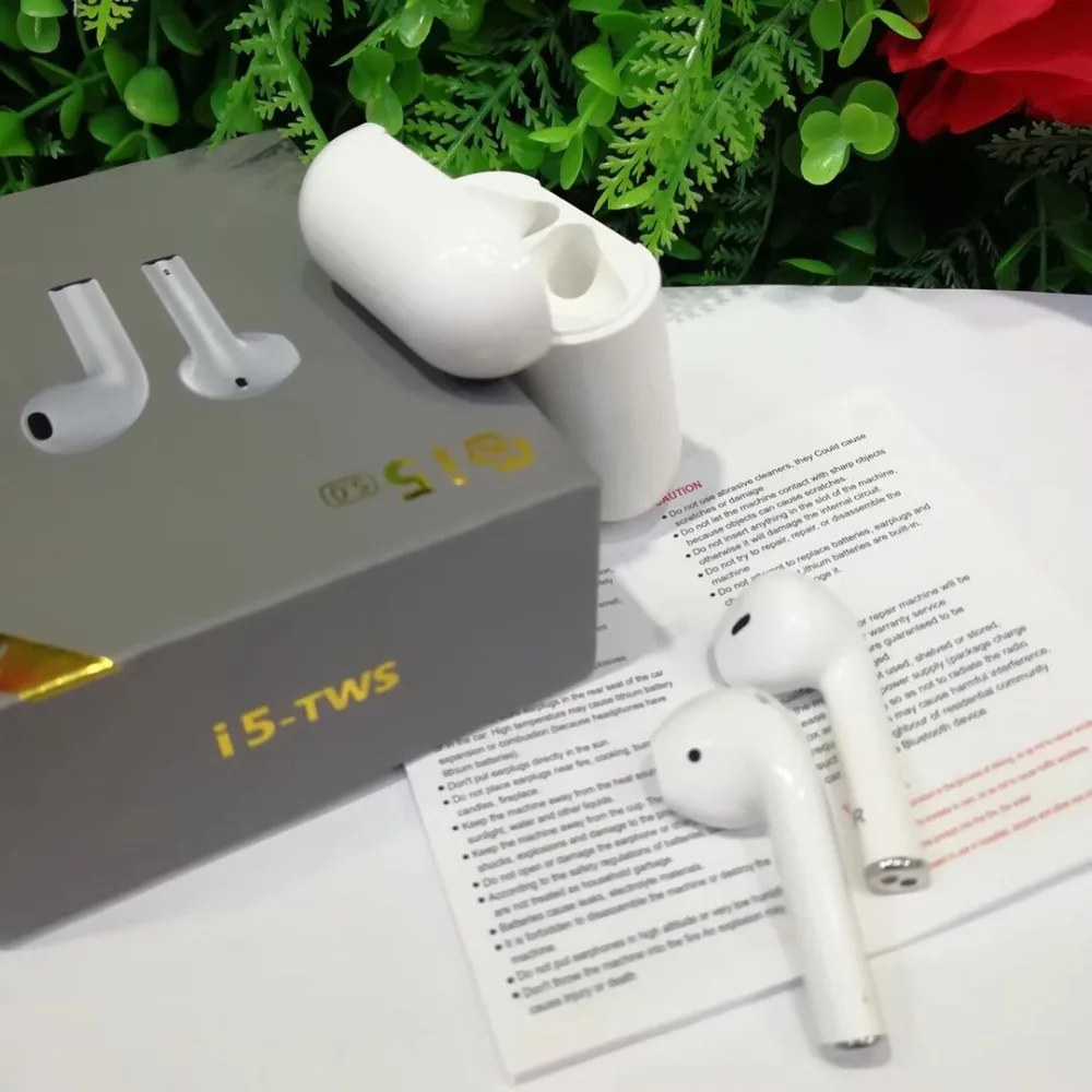 I5 TWS Bluetooth гарнитура беспроводная 5 0 с беспроводной зарядкой нарезание сенсорного
