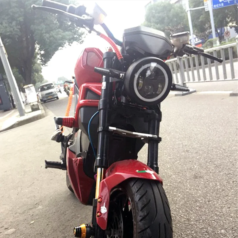 

FADUIES Chrome Motorcycle H4 Hi/Lo Beam 5 3/4" LED Headlight With Angel eyes Halo Ring For bike Sportster Iron 883 1200 Dyna