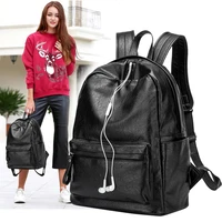 new korean women female rucksack leisure student school bag soft genuine leather fashion vintage female backpack