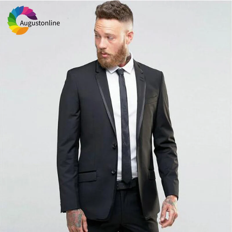 

Black Wedding Suits Groom Wear Slim Fit Men Suits Tuxedos 2 Pieces (Jacket+Pants) Bridegroom Set Best Man Blazer