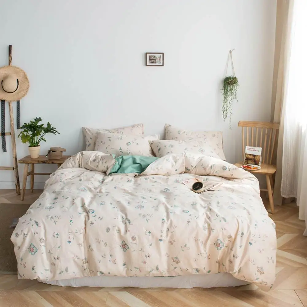 20192957 Pink Grey Yellow Hearts Bed Cover Duvet Cover Set Cotton Bedding Set Bedlinens Twin Queen King Flat Sheet Fitted Sheet - Цвет: 20192957