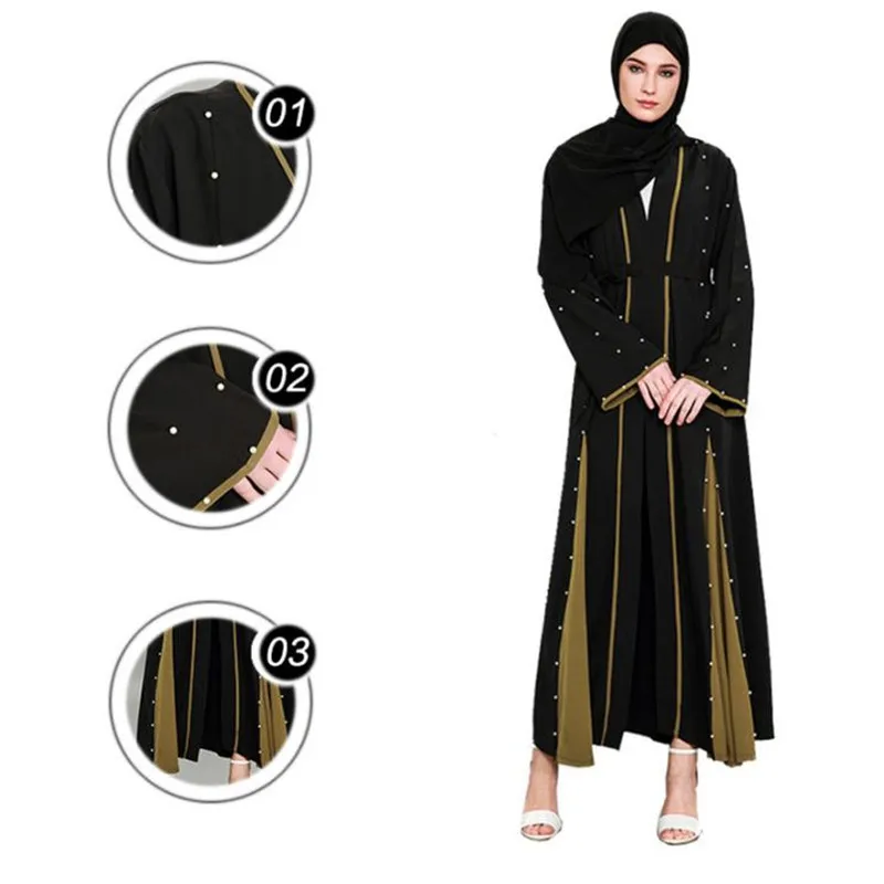 AILIYA BANGBANG New Women Fashion Muslim Dress Islamic Robe Dubai Soild Beading Ladies Abaya Musulmane Longue | Тематическая одежда