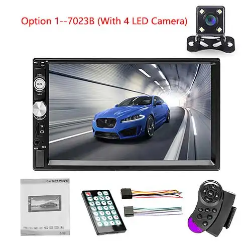 With 4 led Camera Camecho 2 din автомагнитола " HD плеер MP5 сенсорный экран цифровой дисплей Bluetooth Мультимедиа USB 2din Авторадио автомобильный резервный монитор - Цвет: With 4 led Camera