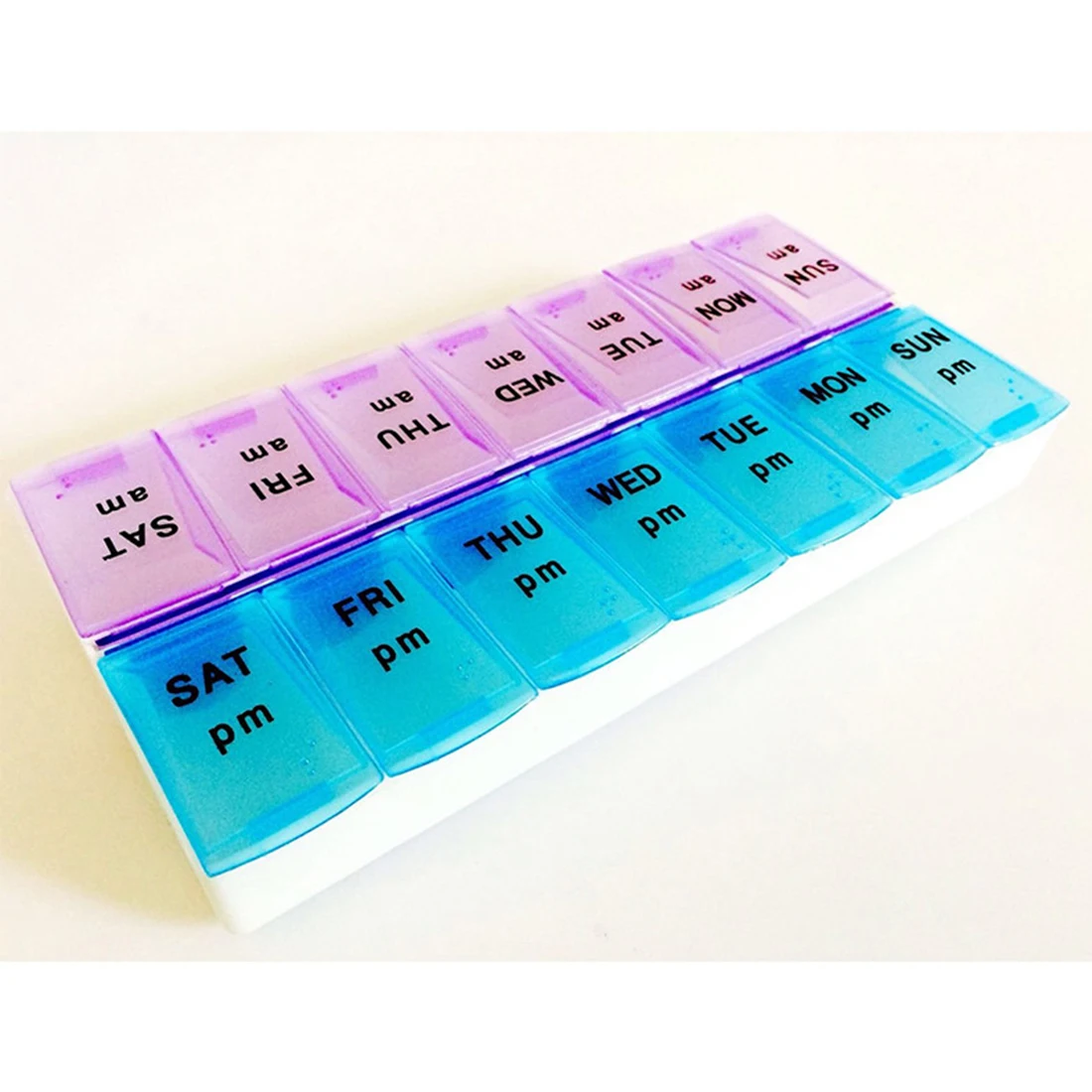 7 дней в неделю Прозрачный 14 отсека Tablet Pill Box держатель чехол с зажимом крышками