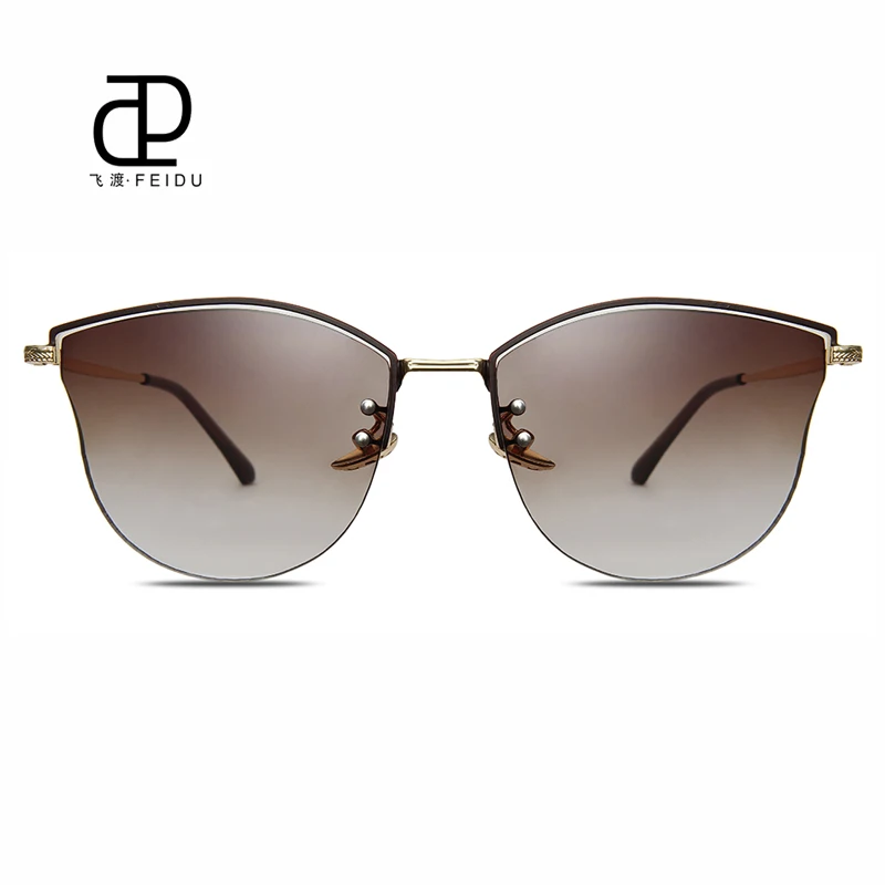 FEIDU 2017 новые металлические солнцезащитные очки кошачий глаз женские брендовые