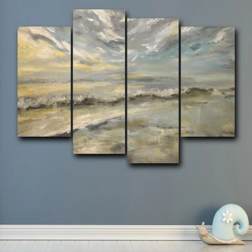 Laeacco Turbulent Seawater Canvas Oil Painting Prints Home Decoration Wall Art Poster Pictures For Living Room Bedroom No Frame | Дом и сад