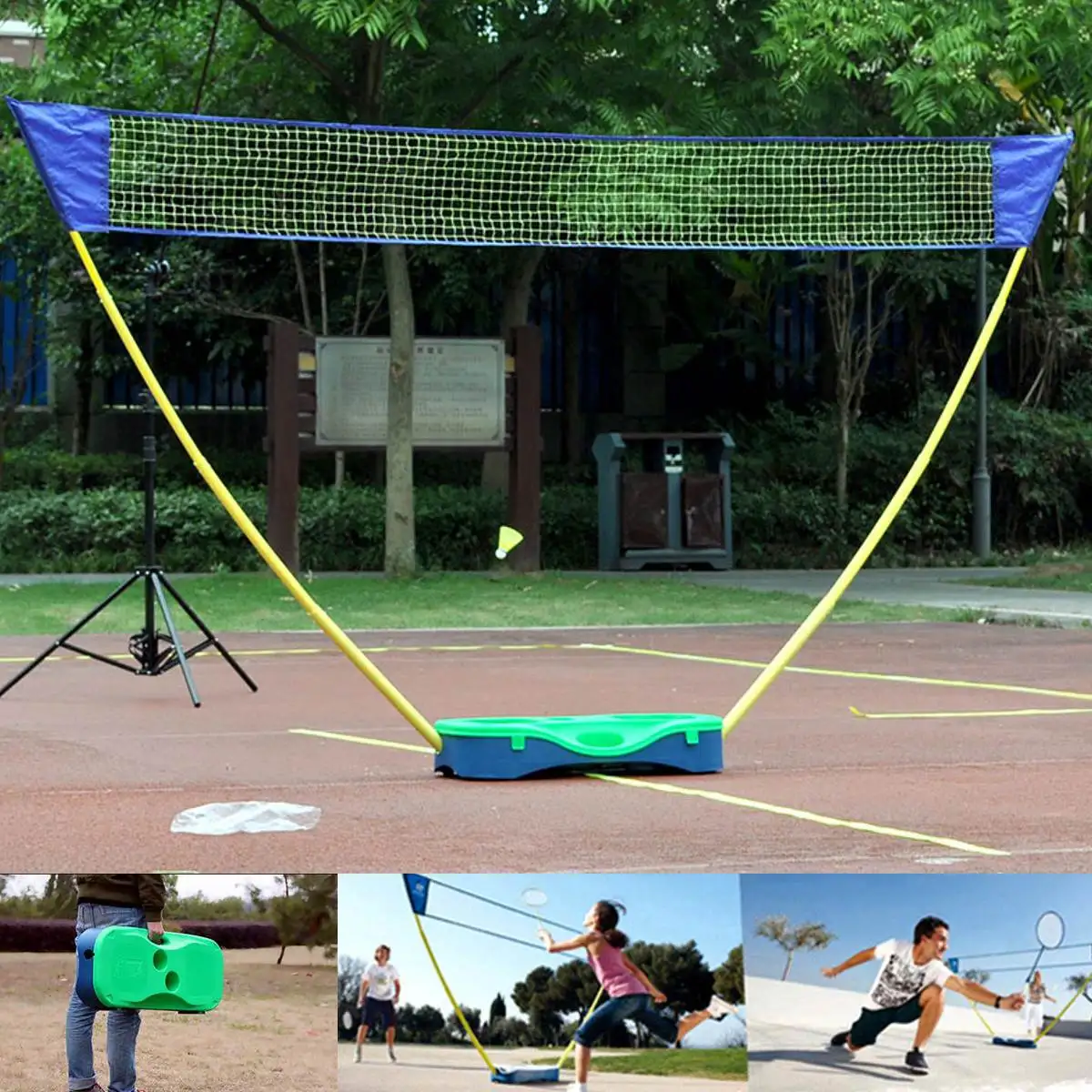 

3 in 1 Outdoor Sport Badminton Tennis Volleyball Net Portable Battledore Stand Set Net Frame Supporting Stand Storage Case