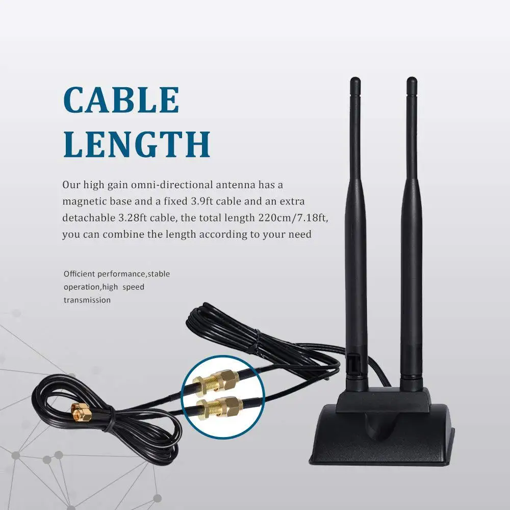 Беспроводная WiFi антенна с RP-SMA разъемом 2 4 ГГц 5 Двухдиапазонная 6dBi сетевая карта