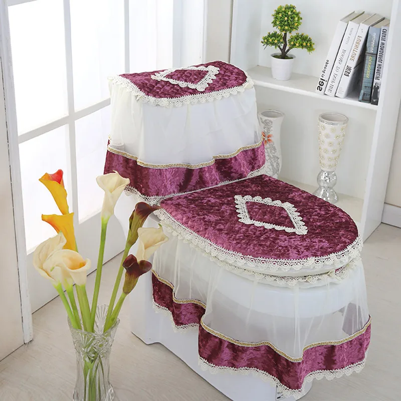 3 шт./компл. набор для ванной комнаты и туалета коврики туалета|toilet seat cushion|lace