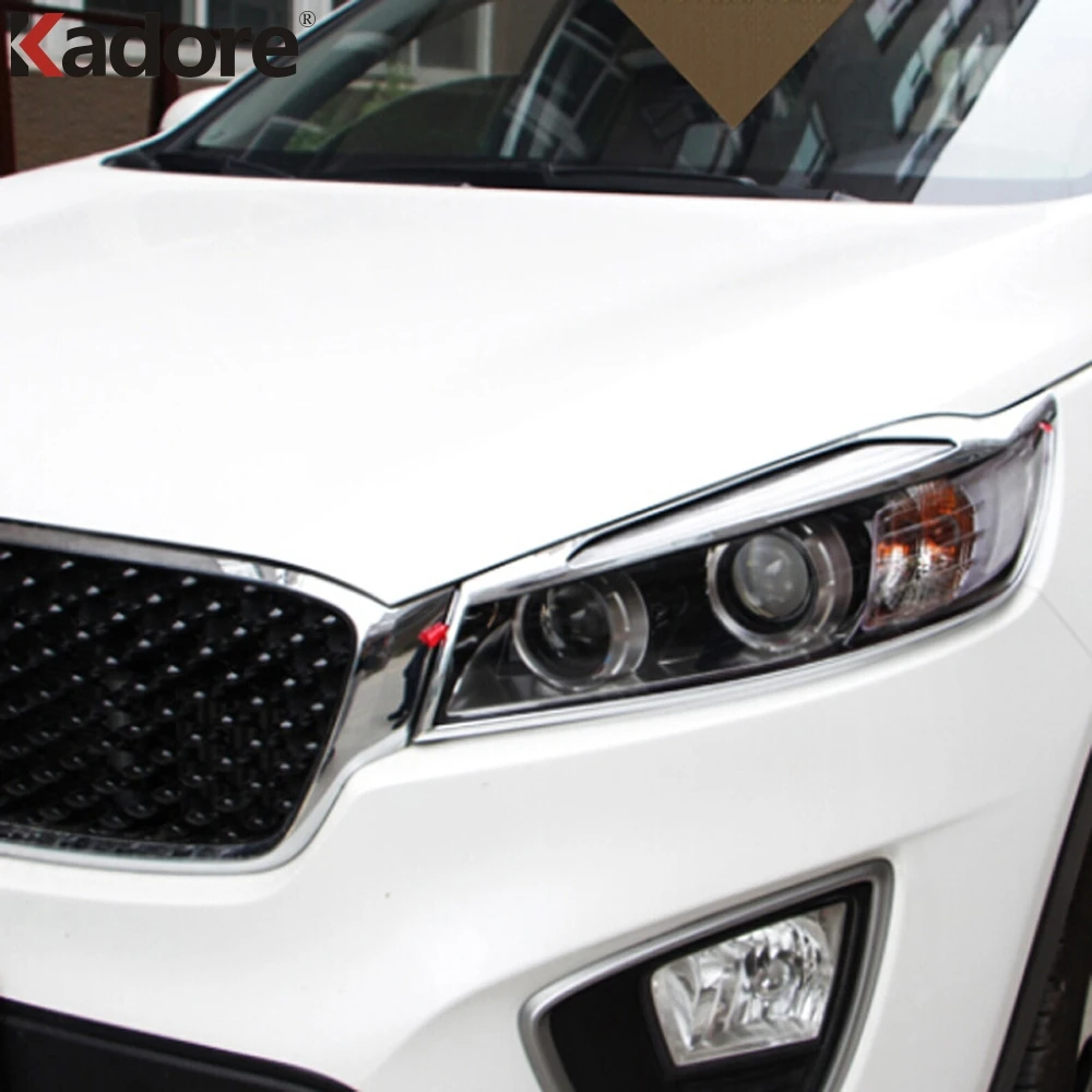 Для Kia Sorento 2016 2017 ABS Хромированная передняя фара Крышка лампы Отделка бленда тенты